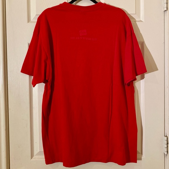 Vintage 90s Hanes Heavyweight Red on Red Puff Print Logo Promo Tee Red XL - Picture 3 of 11